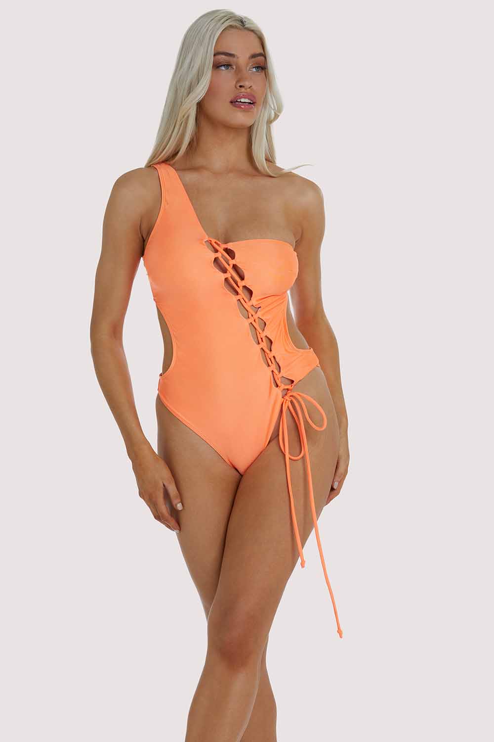 Gianna Orange Lattice Swimsuit thumbnail 3