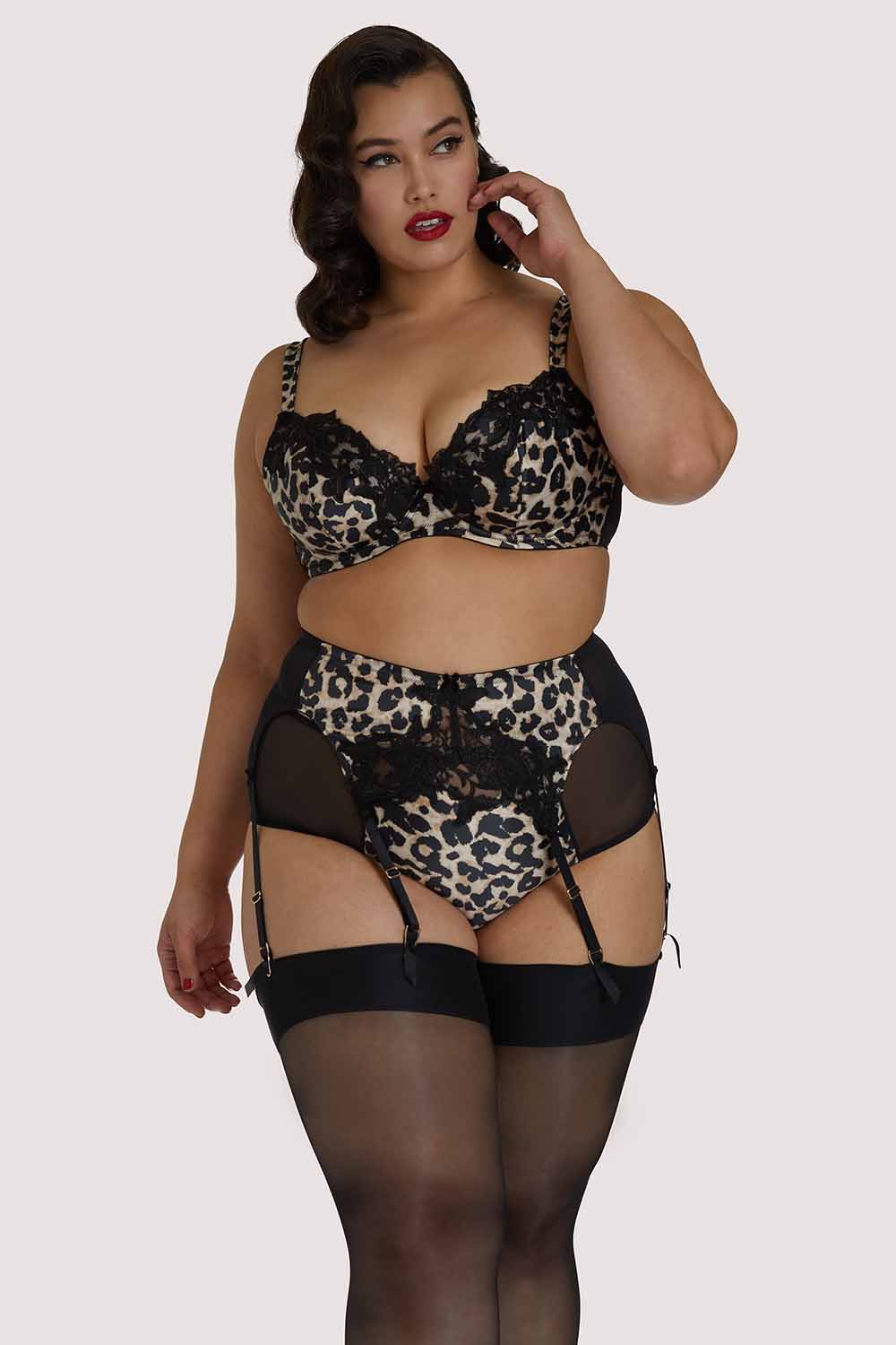Millicent Leopard Curve Suspender Belt thumbnail 3