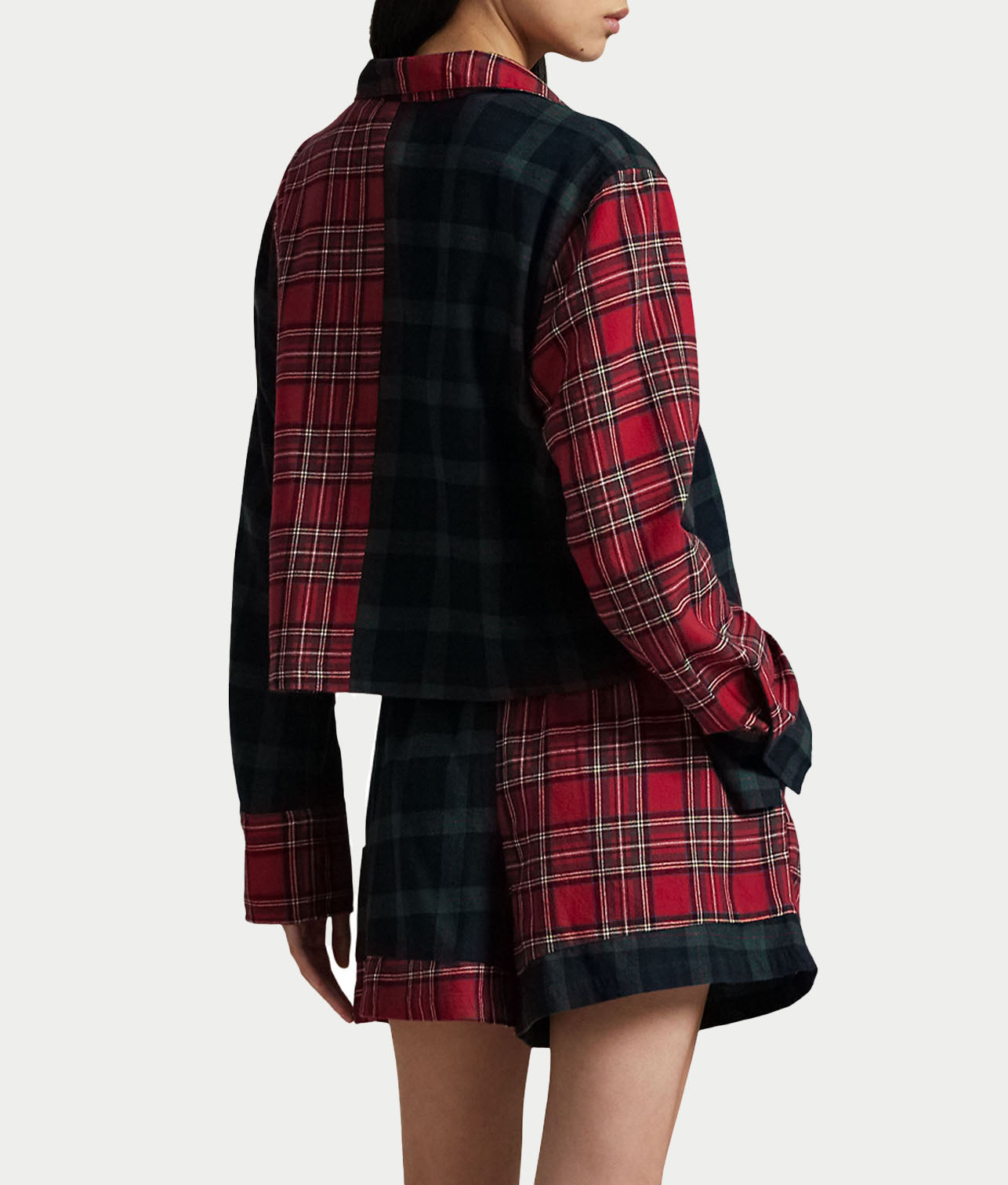 Crop & Boxer Plaid Woven Pajama Set thumbnail 2