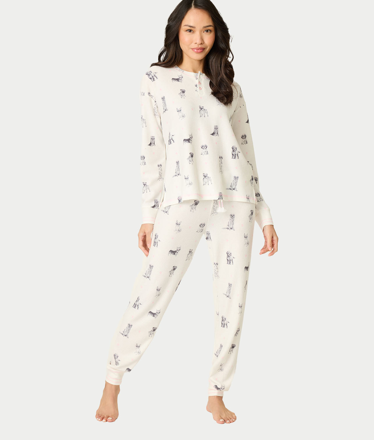 My Dog Is My Valentine Thermal Knit Pajama Set