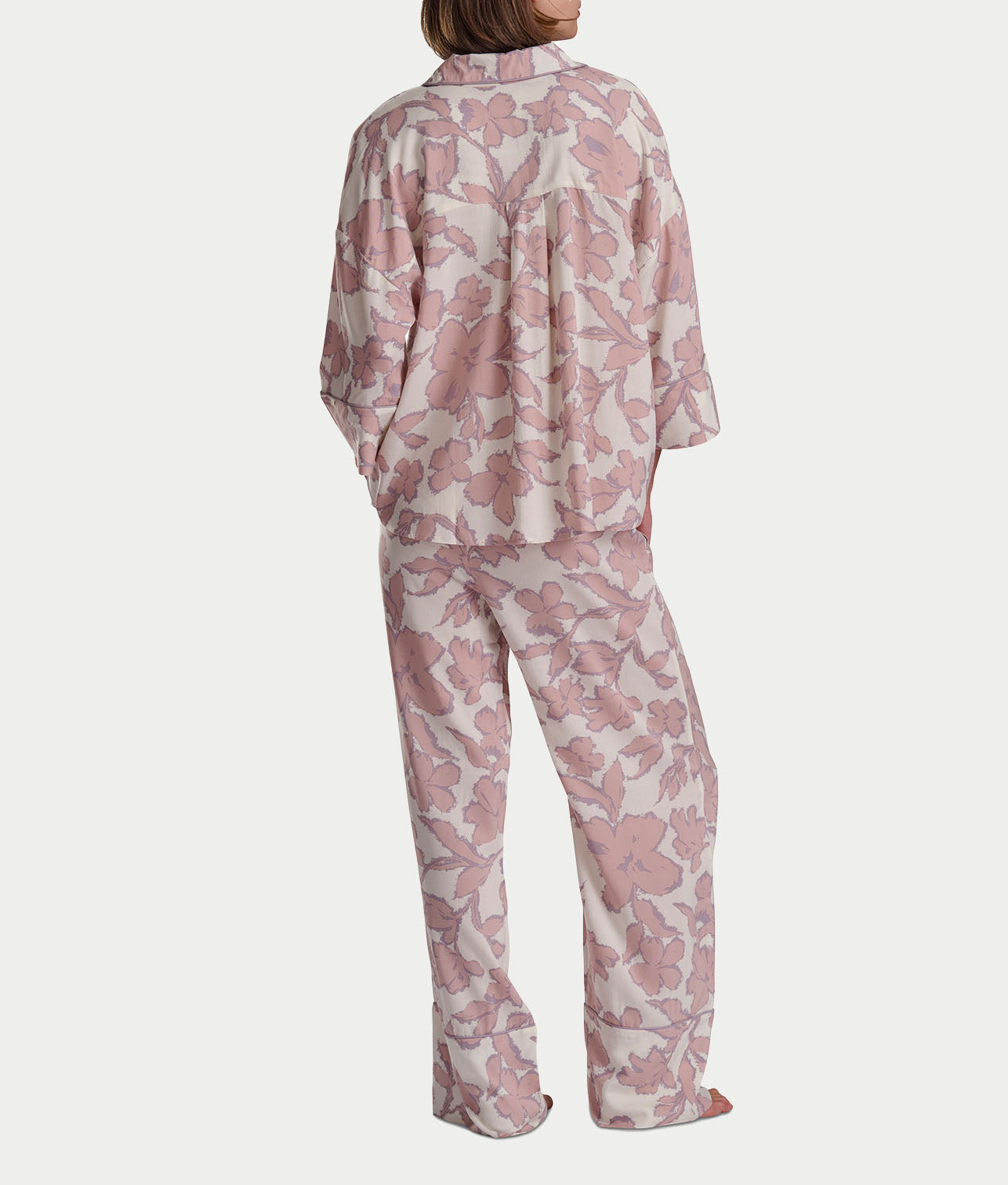 Woven 3/4 Sleeve Button-Down Top and Long Pant Set thumbnail 2