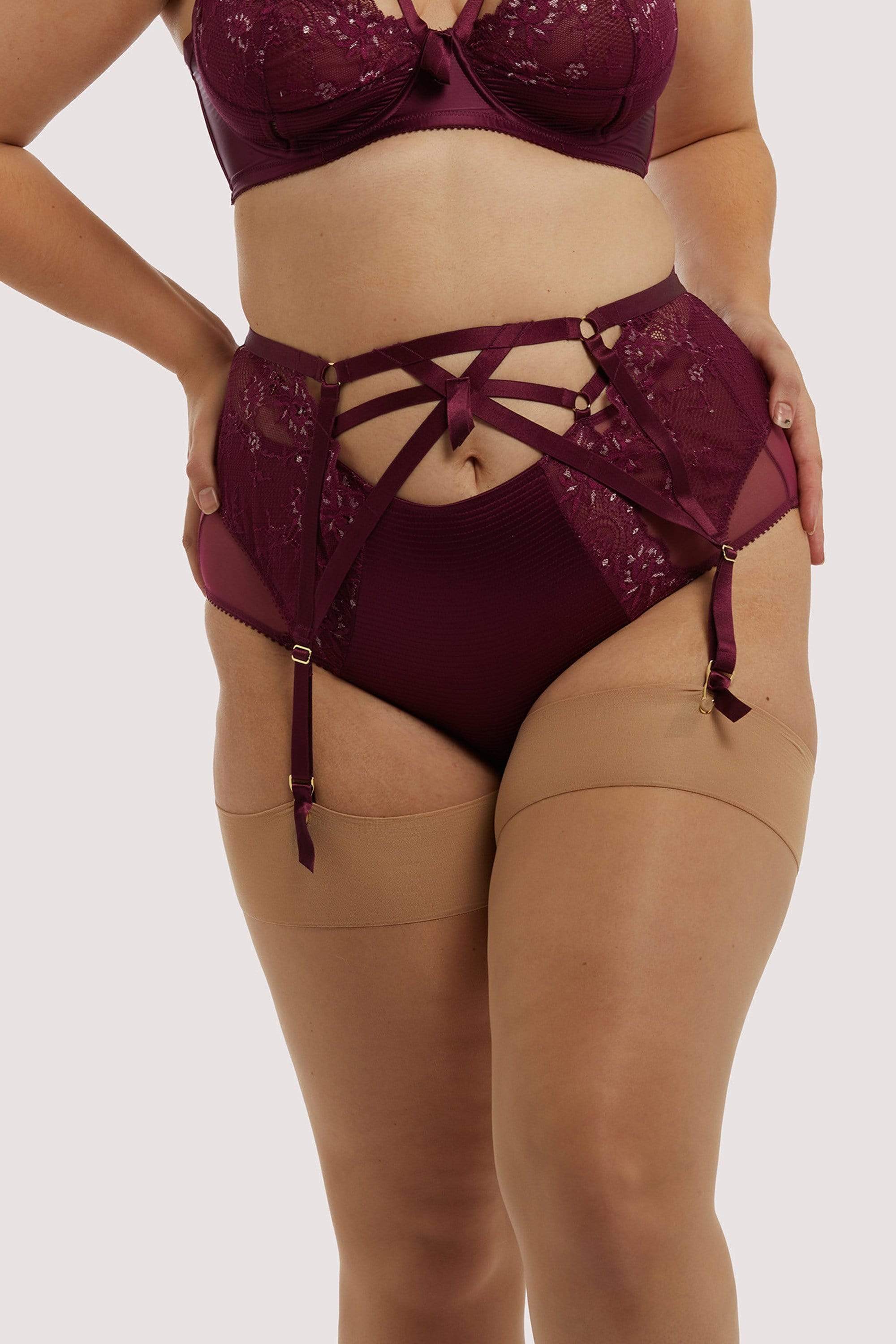 Madame X Dark Cherry High Waist Curve Suspender thumbnail 3