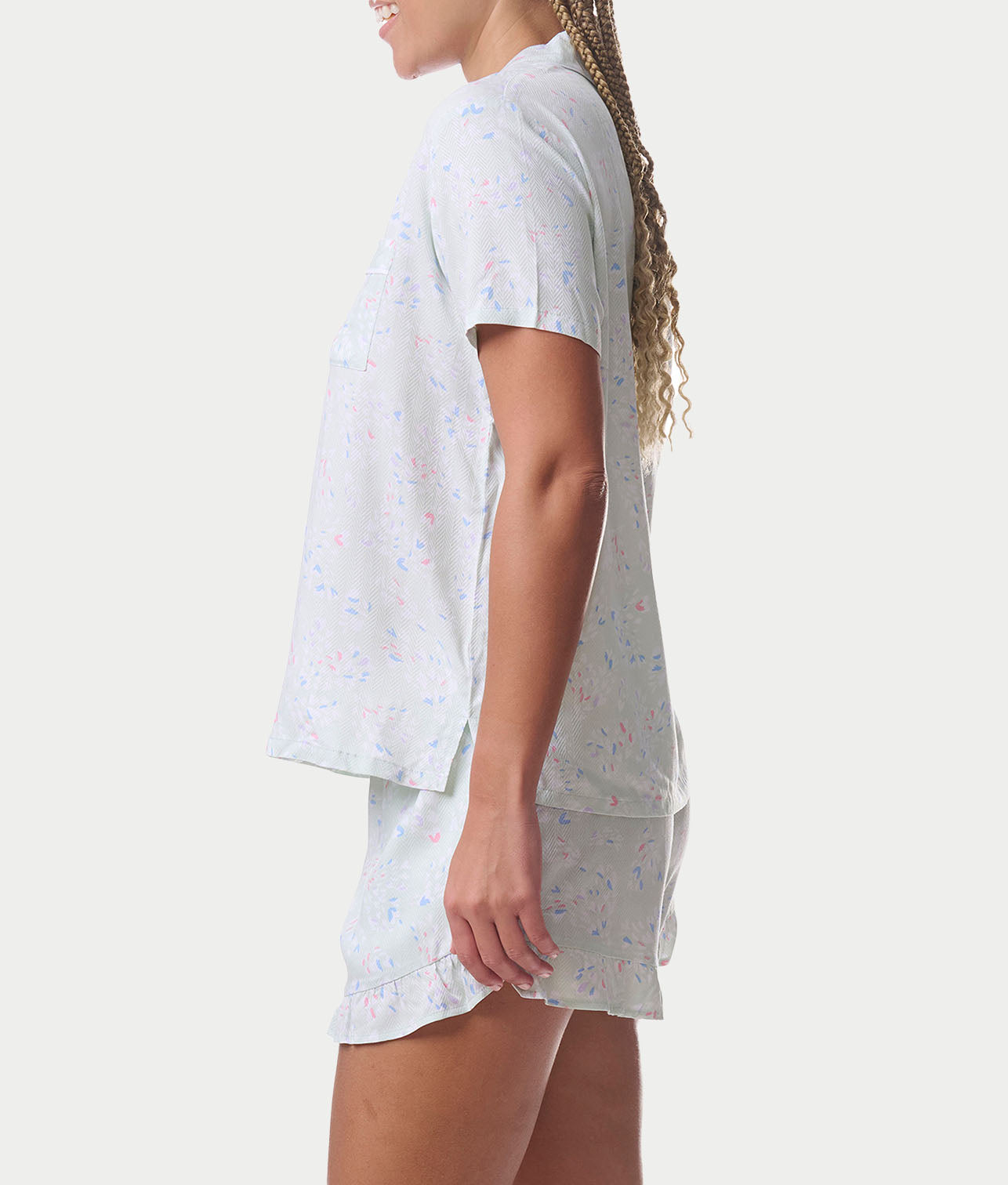 Notch Collar Woven Shorts Set thumbnail 3
