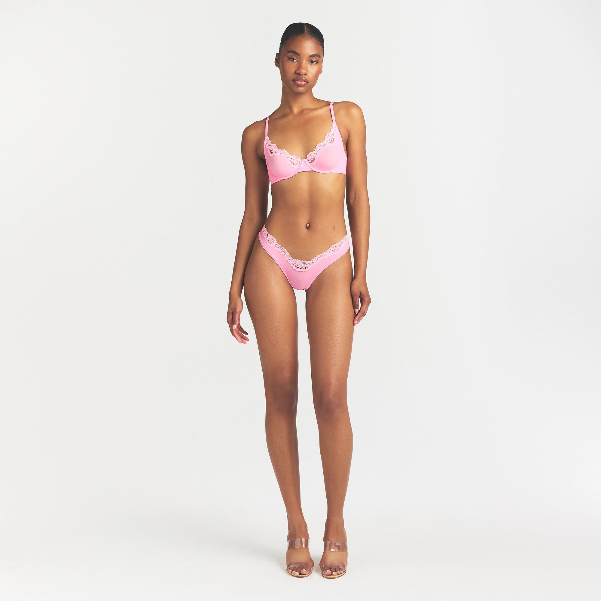 FITS EVERYBODY LACE UNLINED SCOOP BRA | BUBBLE GUM TONAL thumbnail 2
