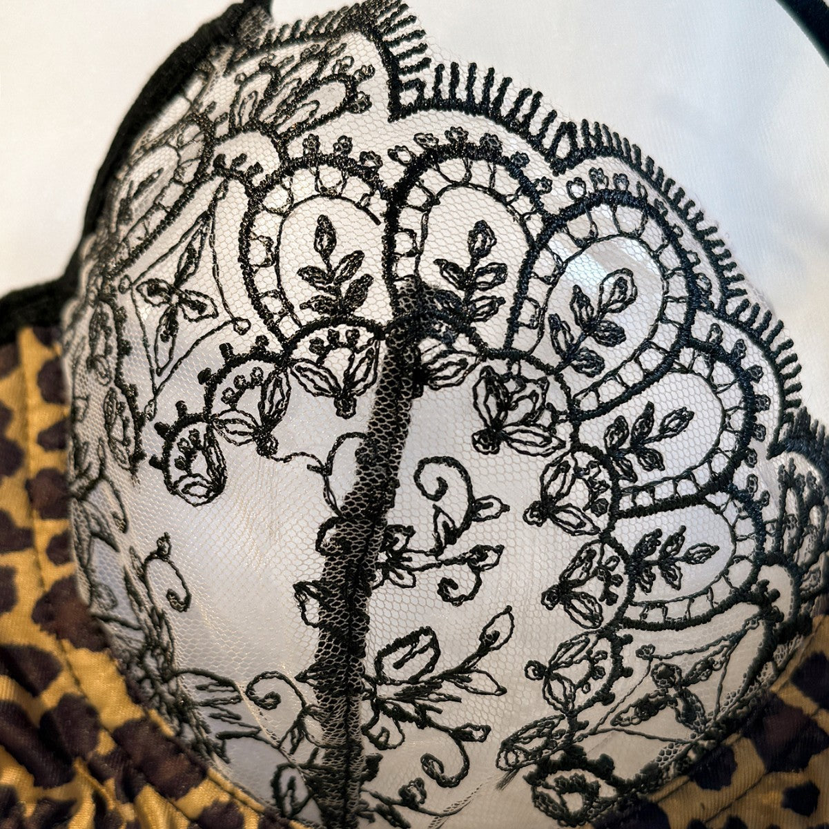 Sexy Leopard Print Mesh Lingerie Bra and Panty Set - Onyx thumbnail 2