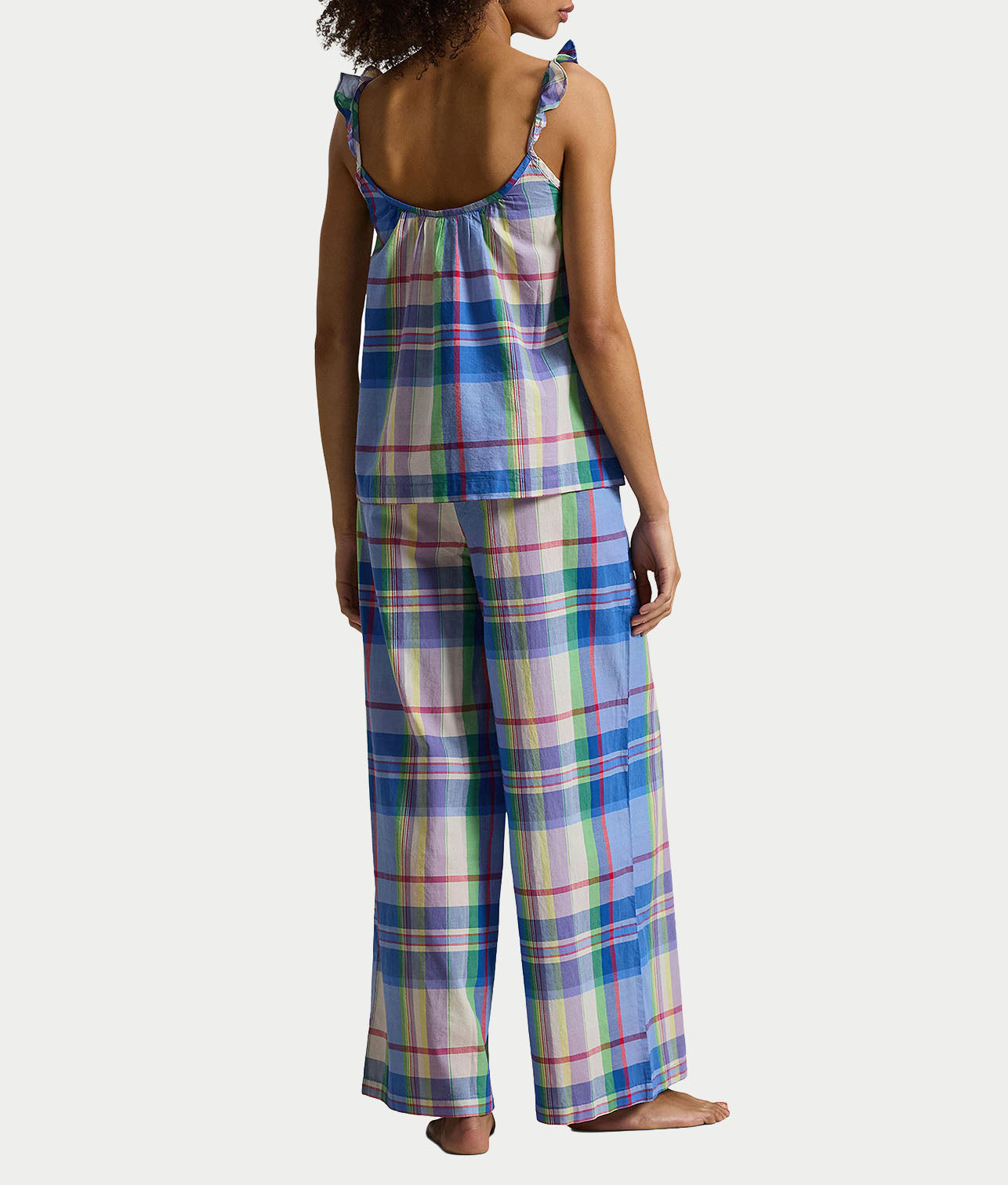 Madras Plaid Ruffle Cami Woven Pajama Set thumbnail 3