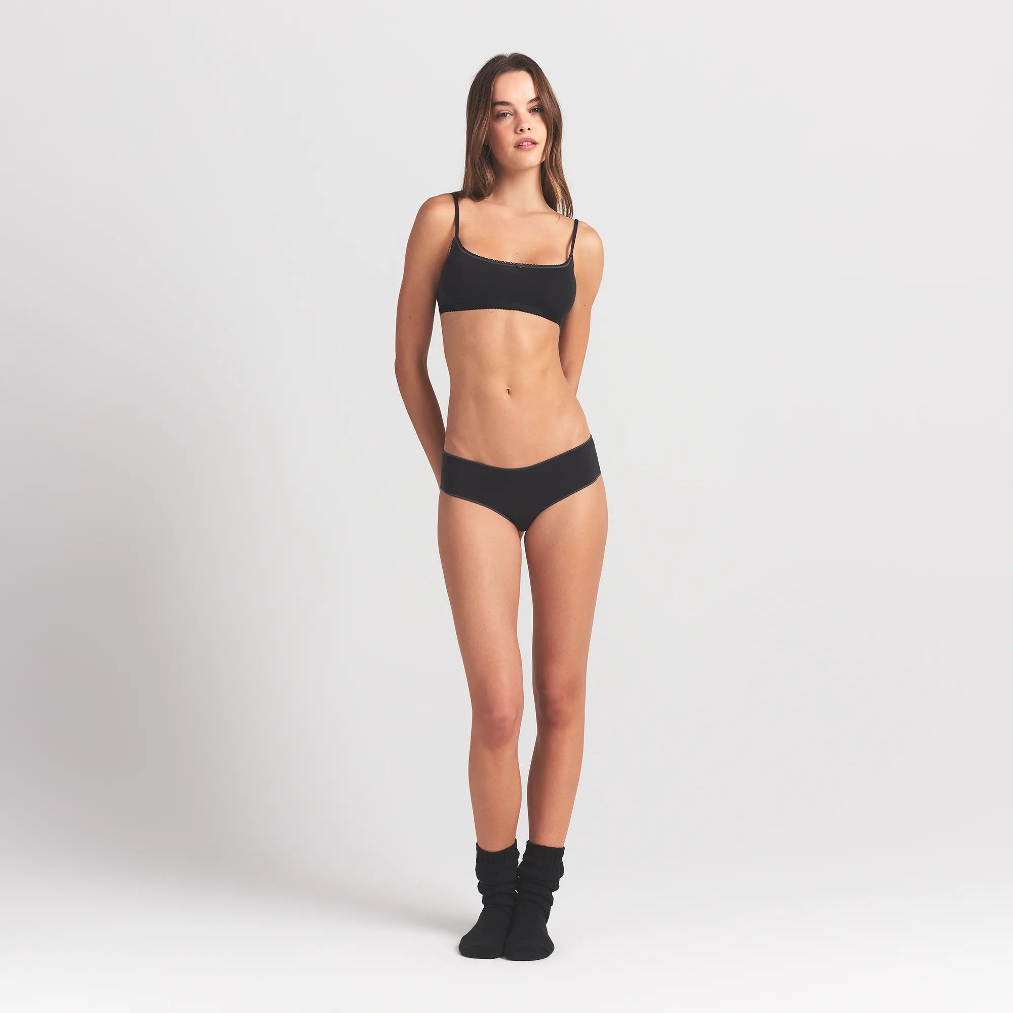 LIGHTWEIGHT COTTON RUCHED BACK HIPSTER | SOOT TONAL thumbnail 2