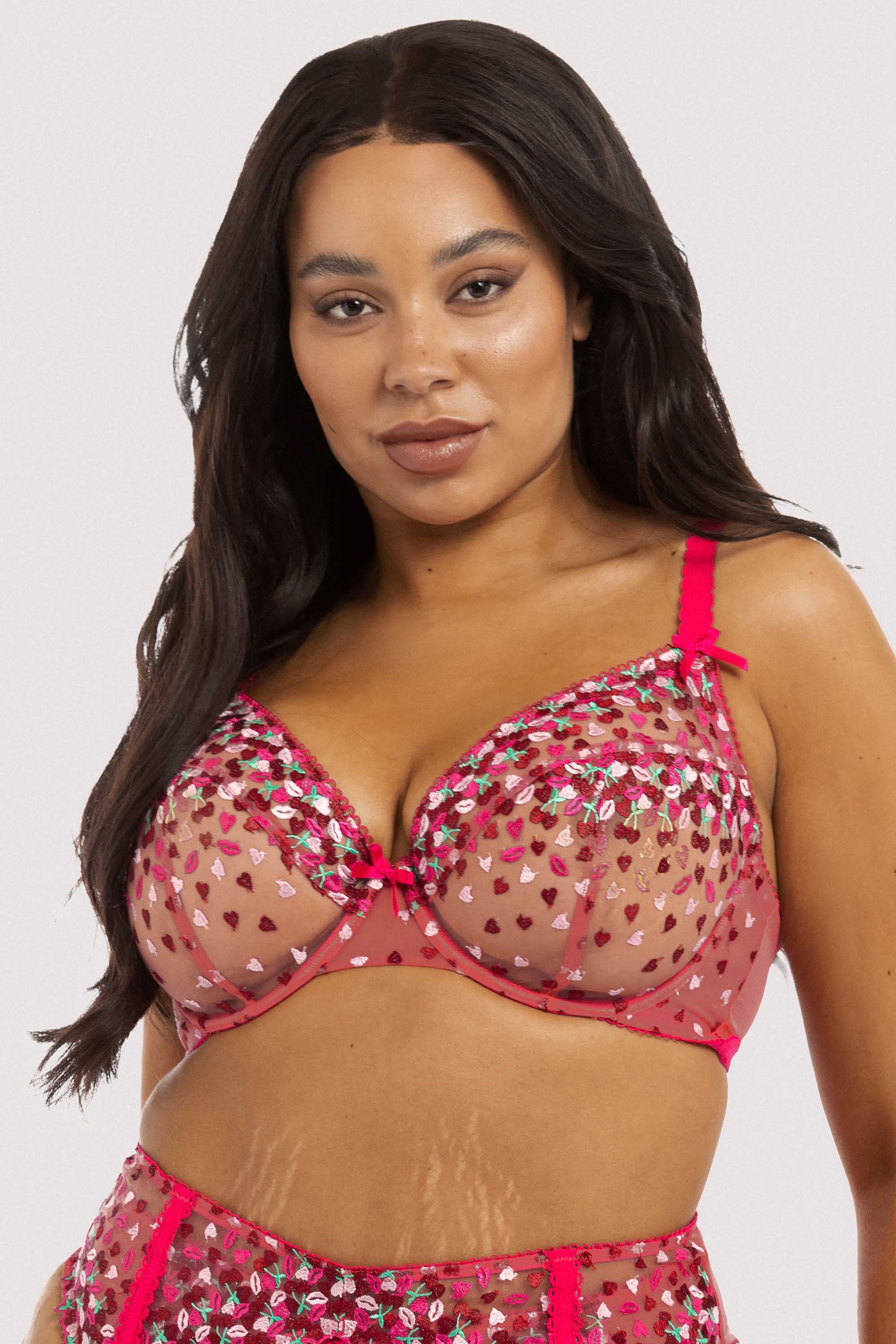 Cherry Embroidery Coral Plunge Bra thumbnail 2