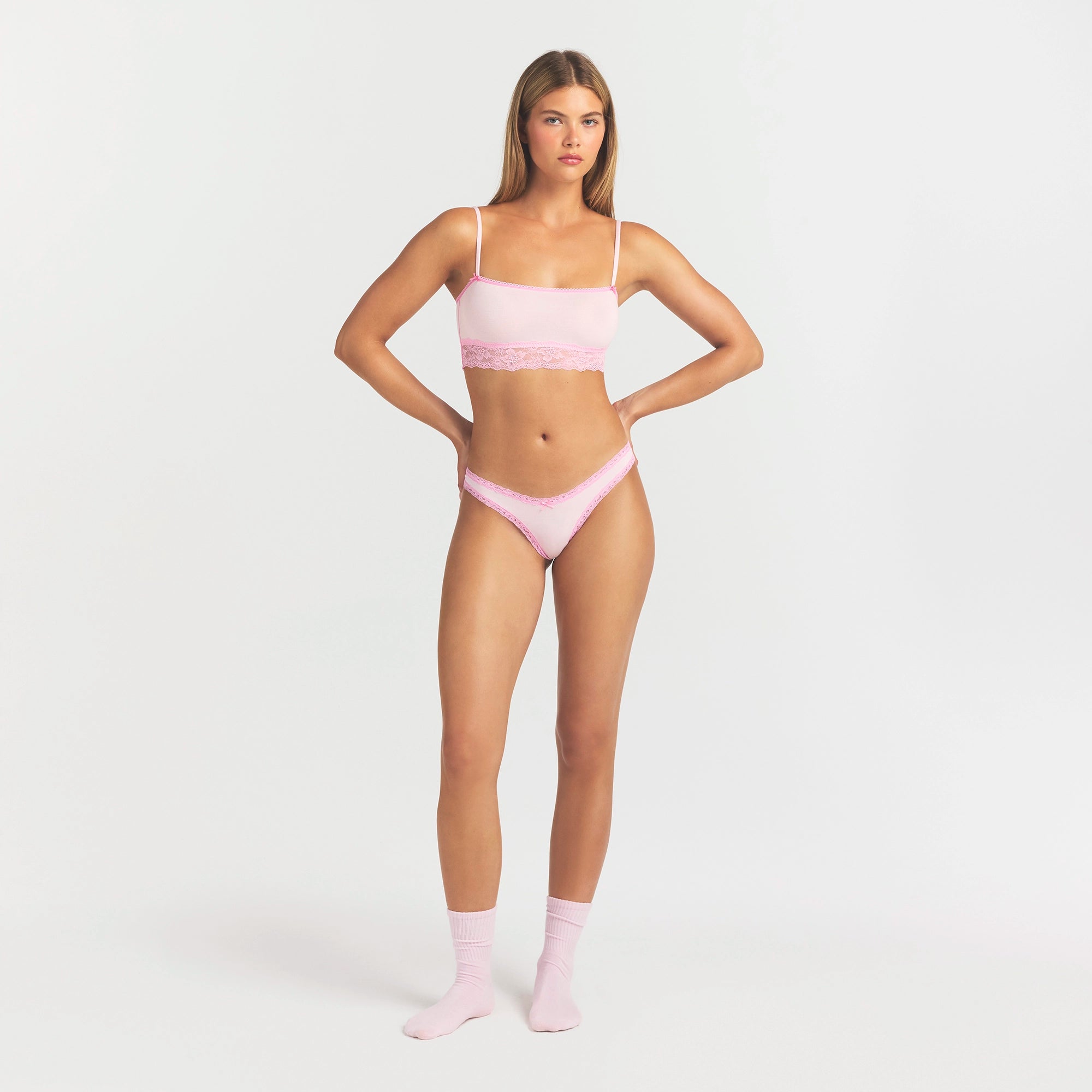 LIGHTWEIGHT COTTON LACE THONG | CHERRY BLOSSOM