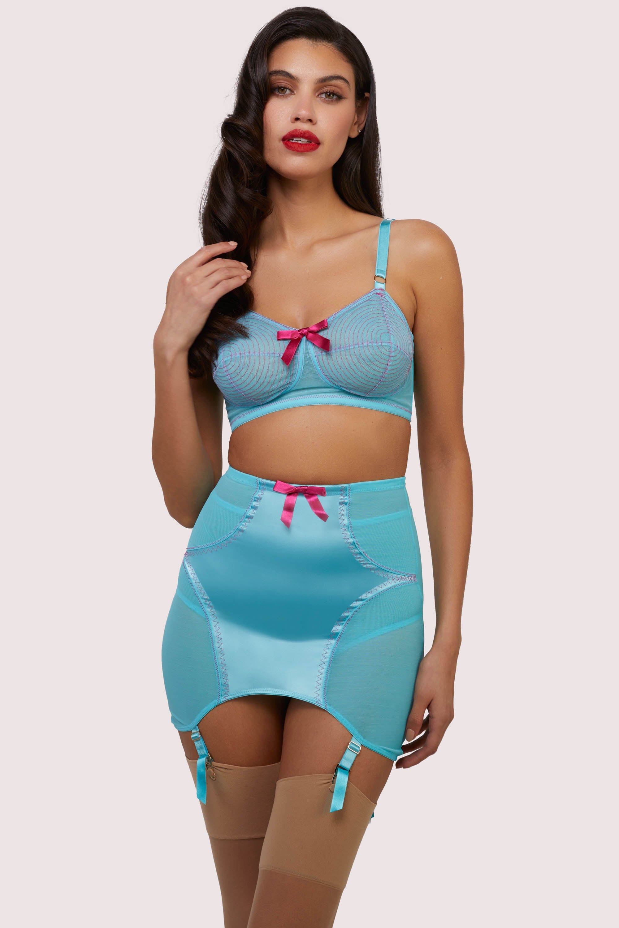 Cleo Contrast Stitch Mesh Spiral Retro Bra thumbnail 3