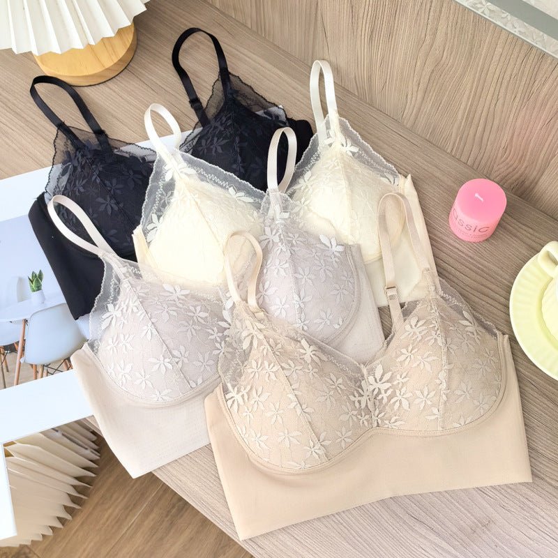 Thin seamless Beautiful Back Fixed Cup Ice Silk Padded Bra thumbnail 3