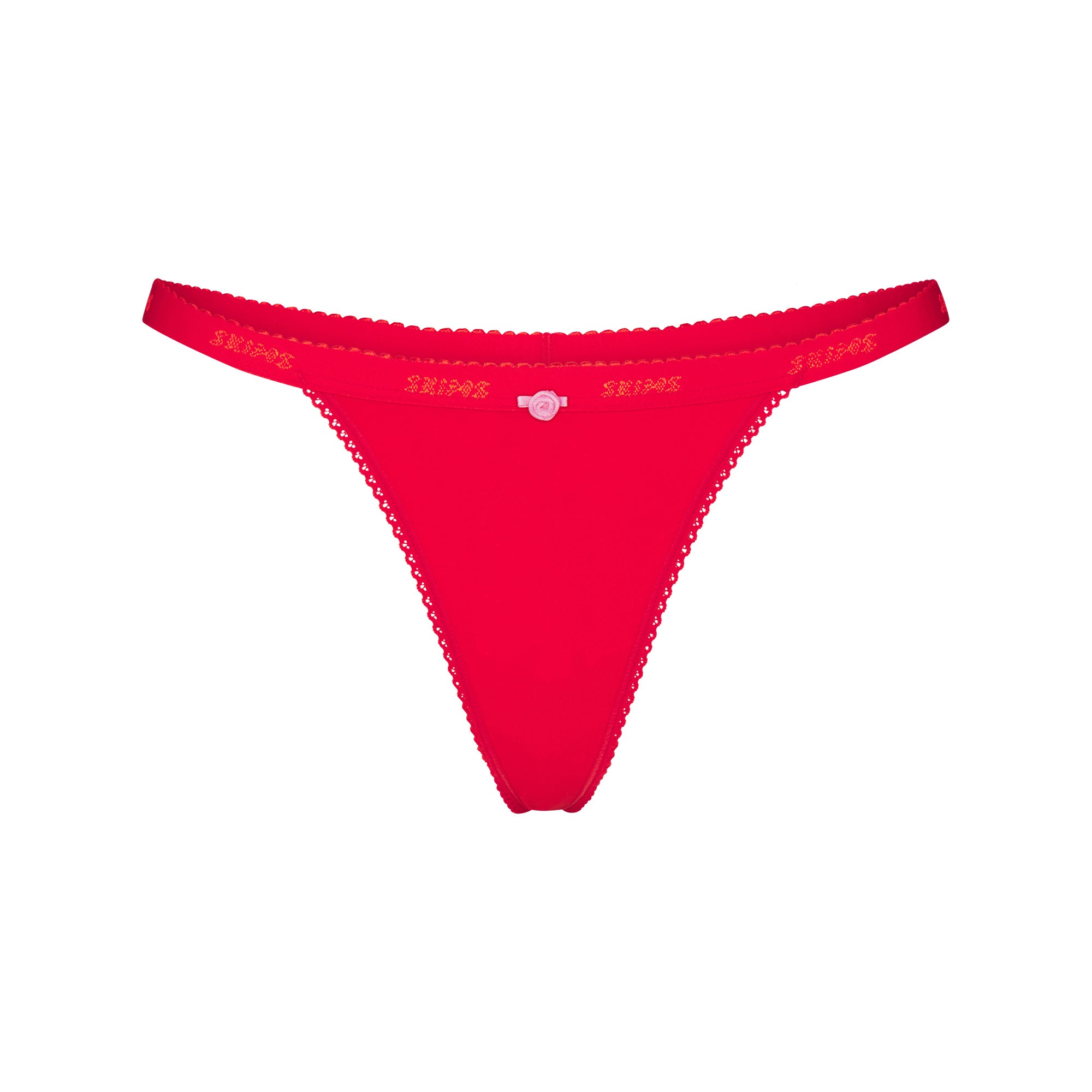 LIGHTWEIGHT COTTON LOGO PICOT THONG | RUBY TONAL