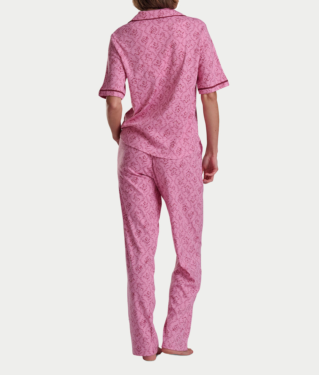 Romantic Fields Notch Collar Pajama Set with Lace thumbnail 2