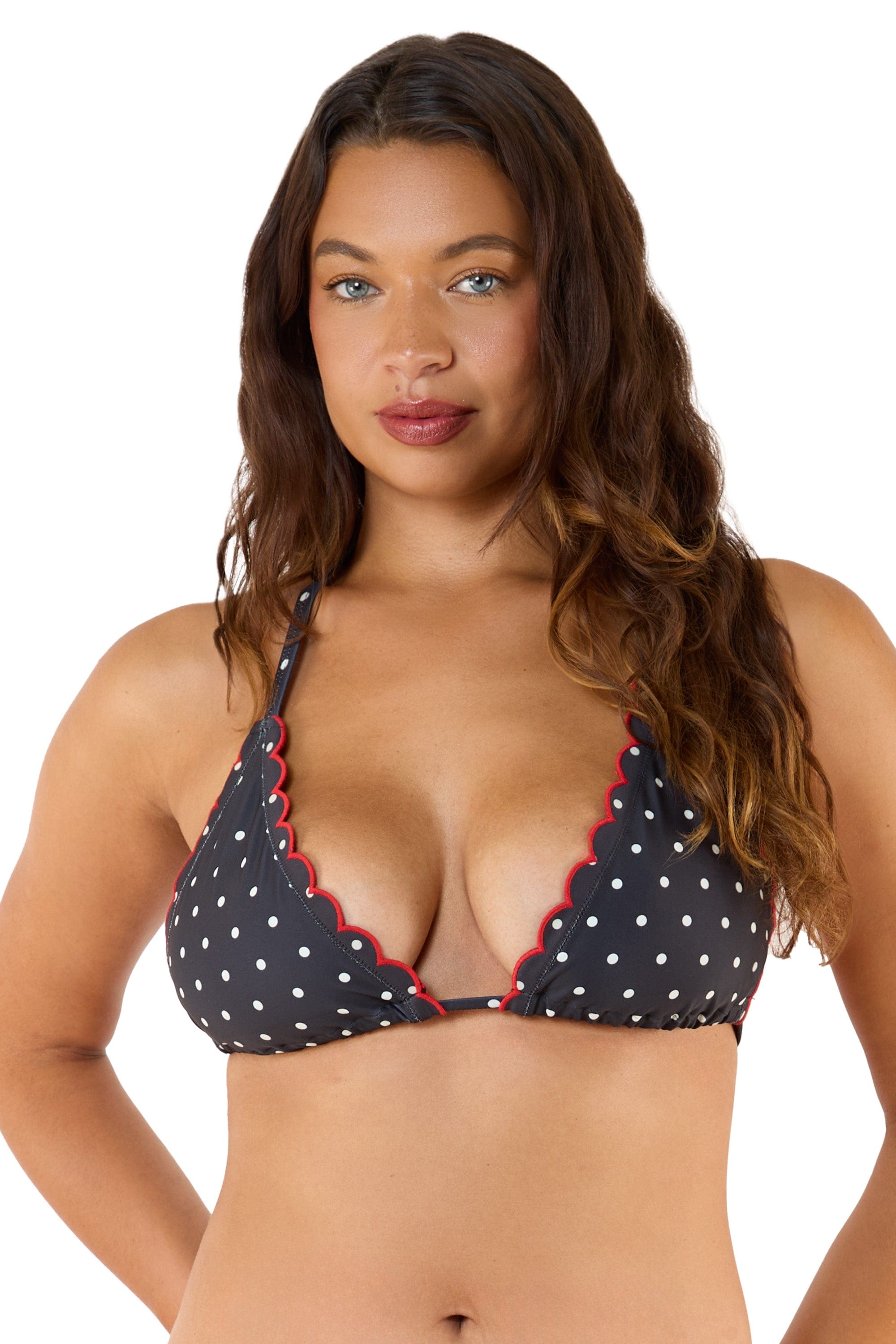 Dottie Polka Dot Scallop Triangle Top with Contrast Edge thumbnail 2