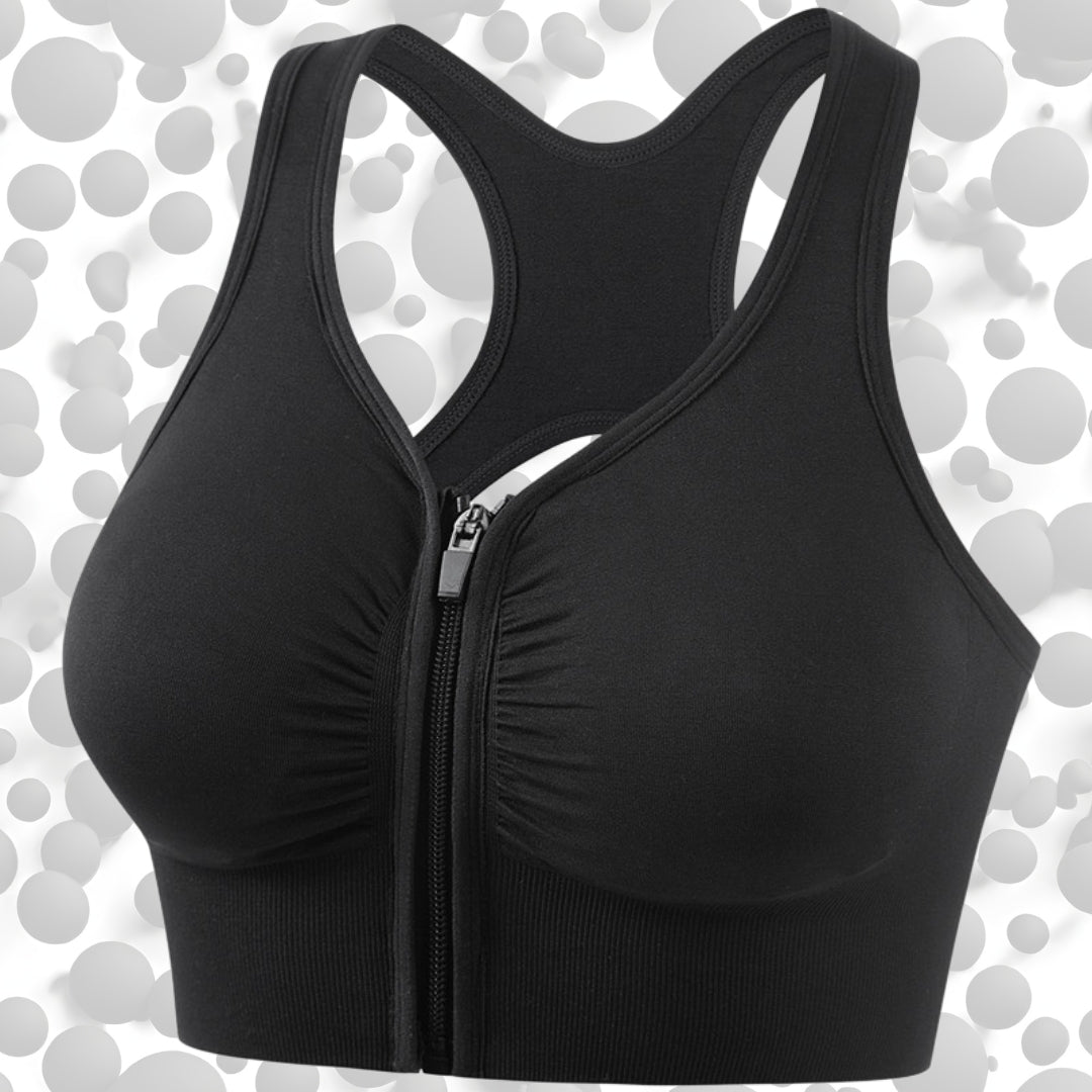 Shockproof Plus Size Running Yoga Fitness Cut-out Front Zipper Women's Sports Bra thumbnail 3