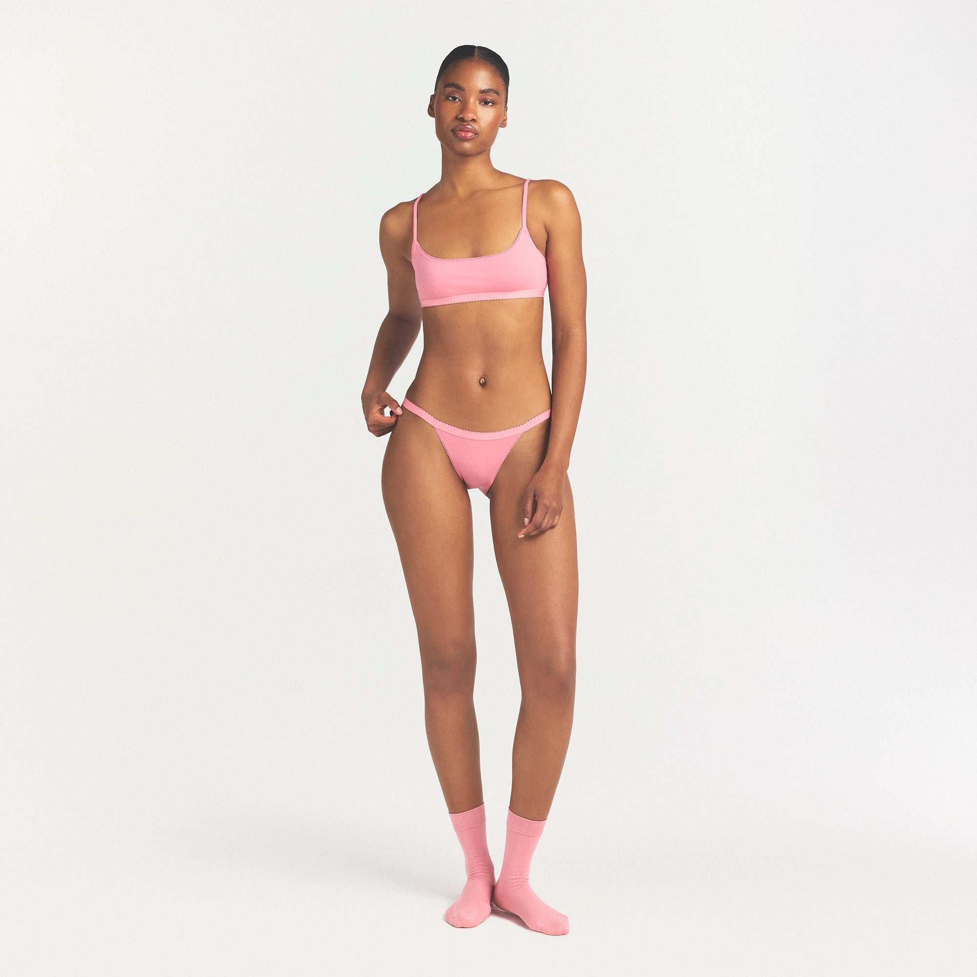 LIGHTWEIGHT COTTON LOGO PICOT STRING BIKINI | MELON TONAL thumbnail 2
