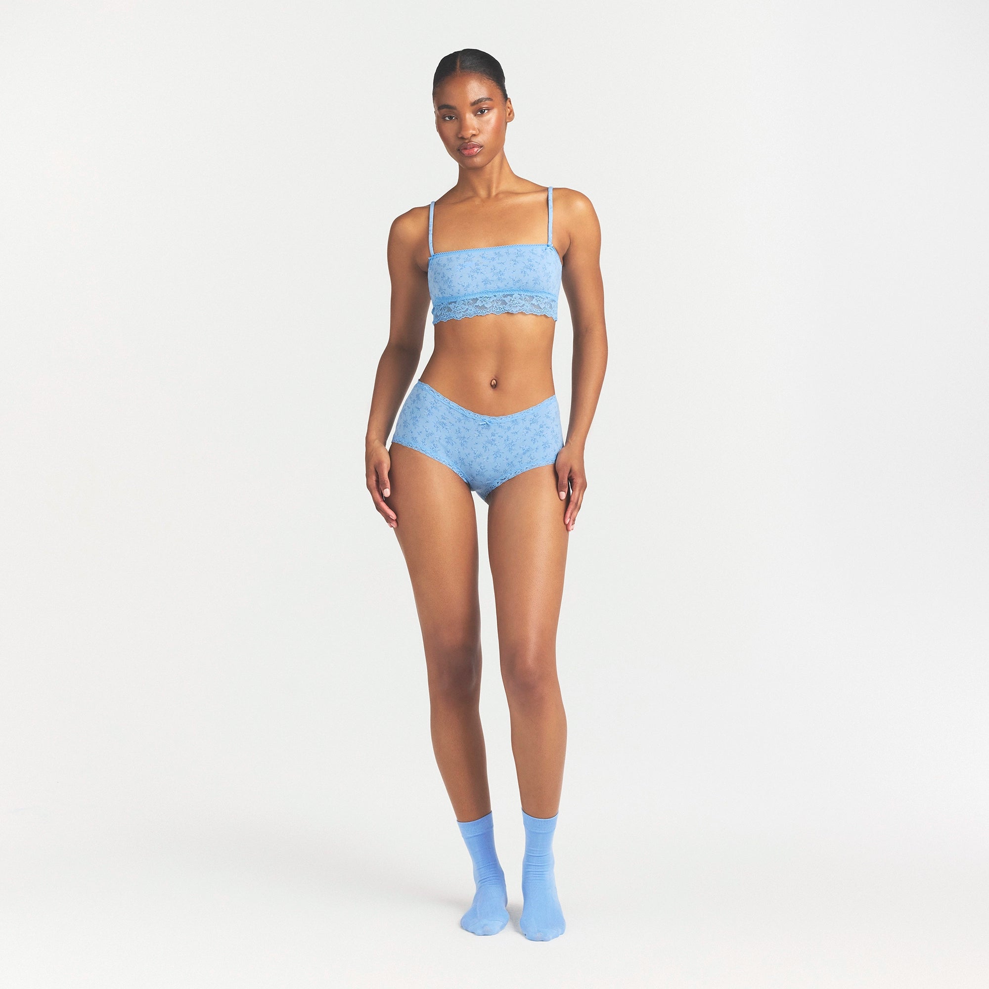 LIGHTWEIGHT COTTON LACE BOY SHORT | SURF DAINTY FLORAL PRINT thumbnail 2