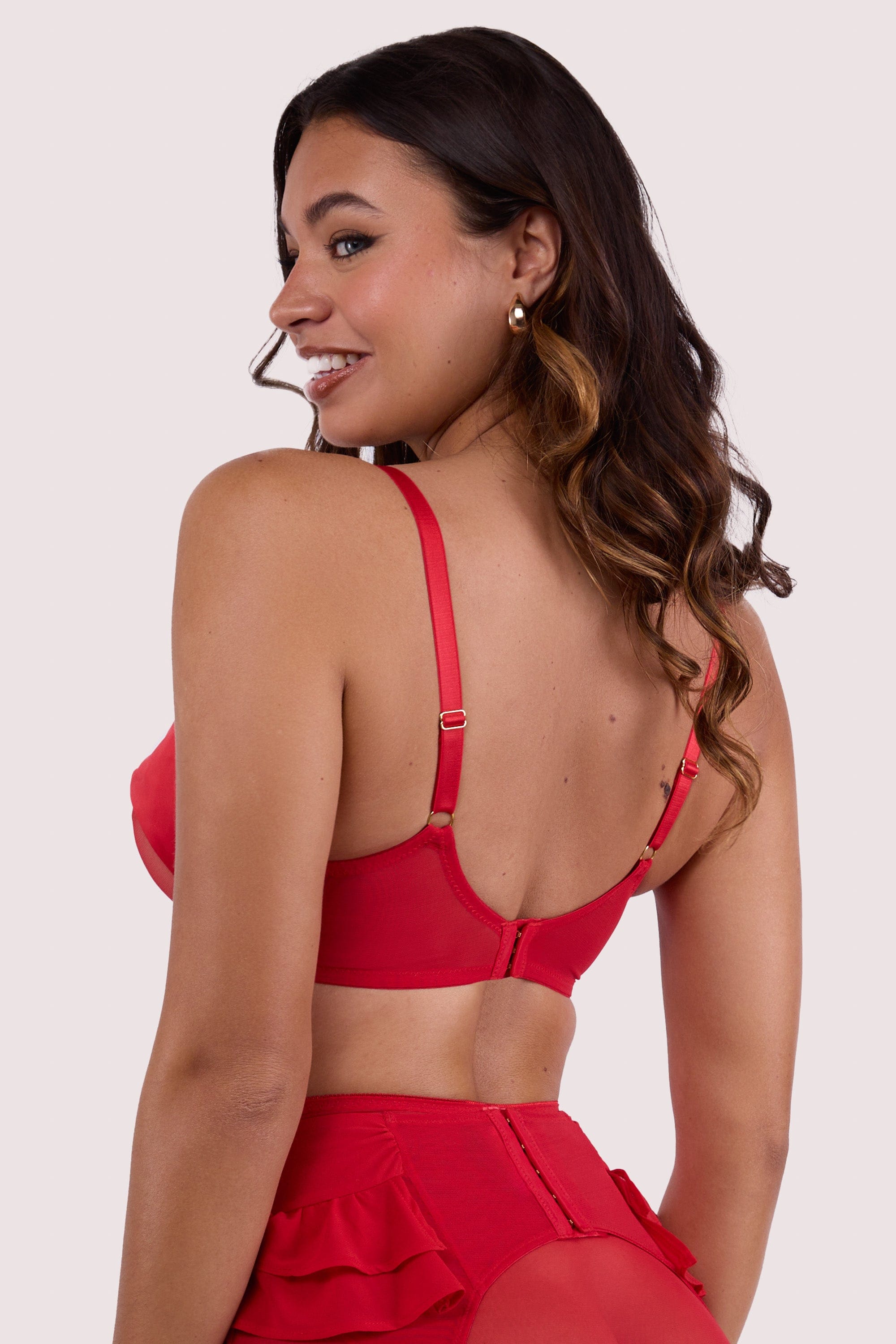 Annette Red Satin Bow Cup Bra thumbnail 2