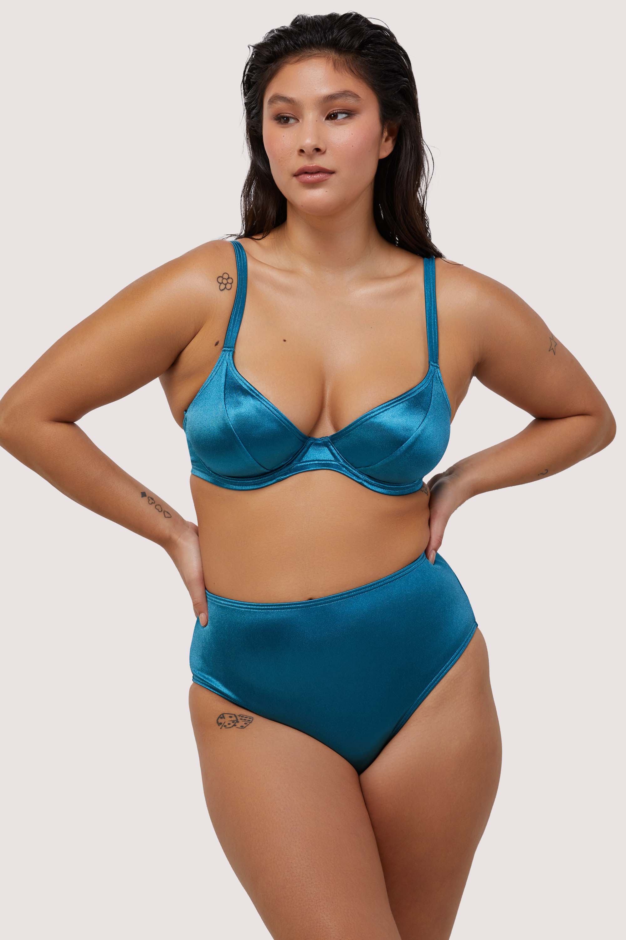 Blue Shine High Waisted Bikini Bottom thumbnail 3