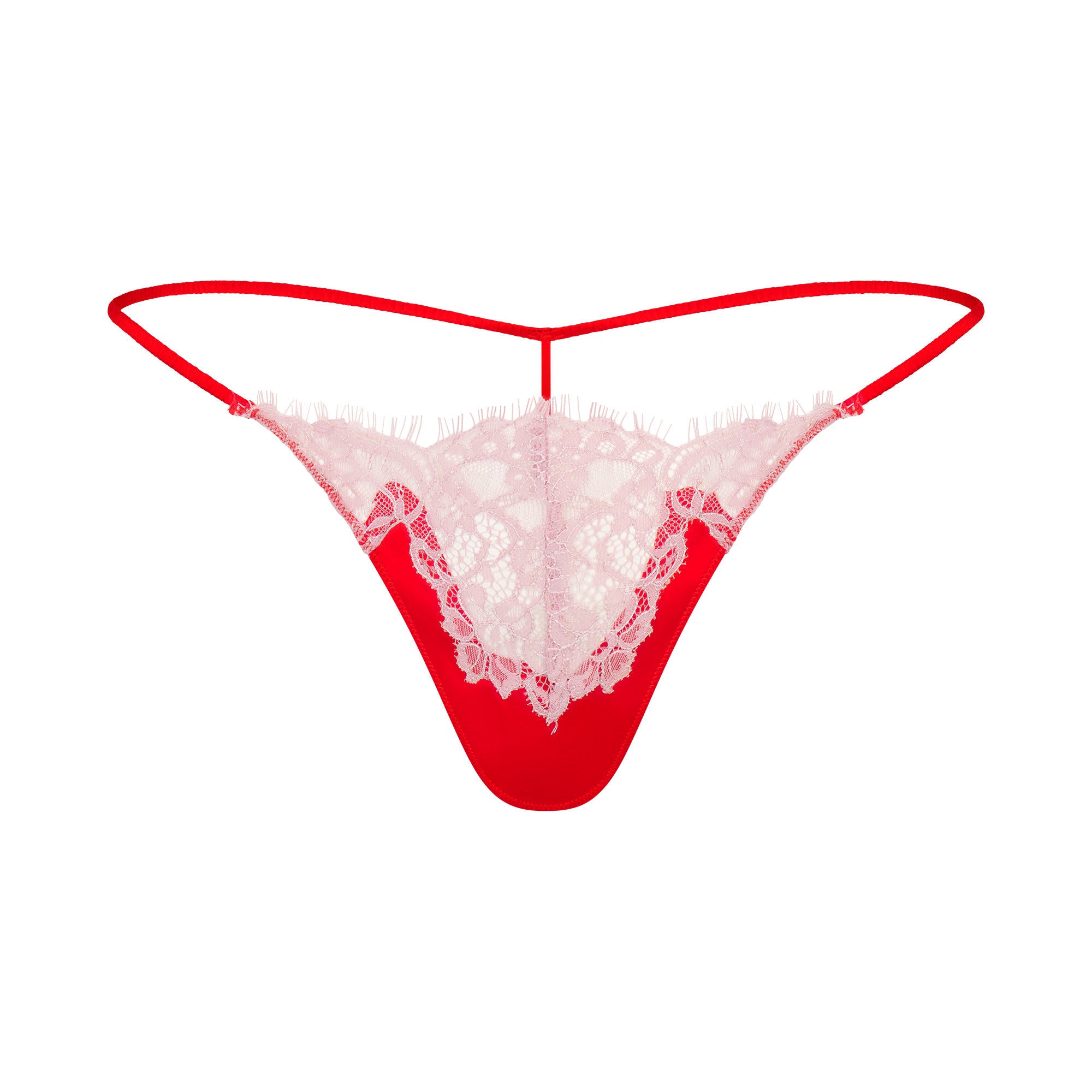 SILK LACE STRING THONG | RUBY CONTRAST