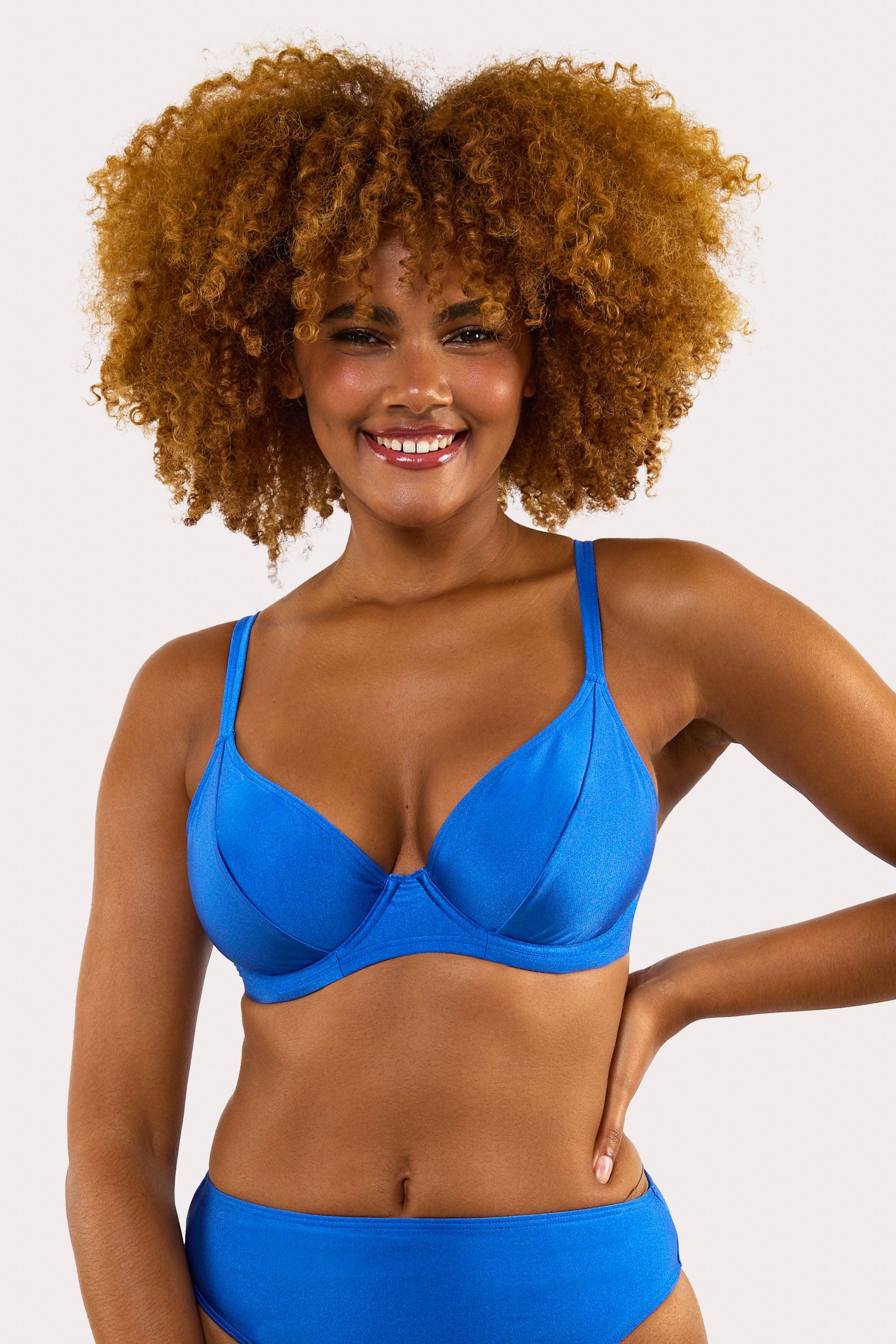 Sadie Fuller Bust Cornflower Blue Underwired Plunge Bikini Top thumbnail 2