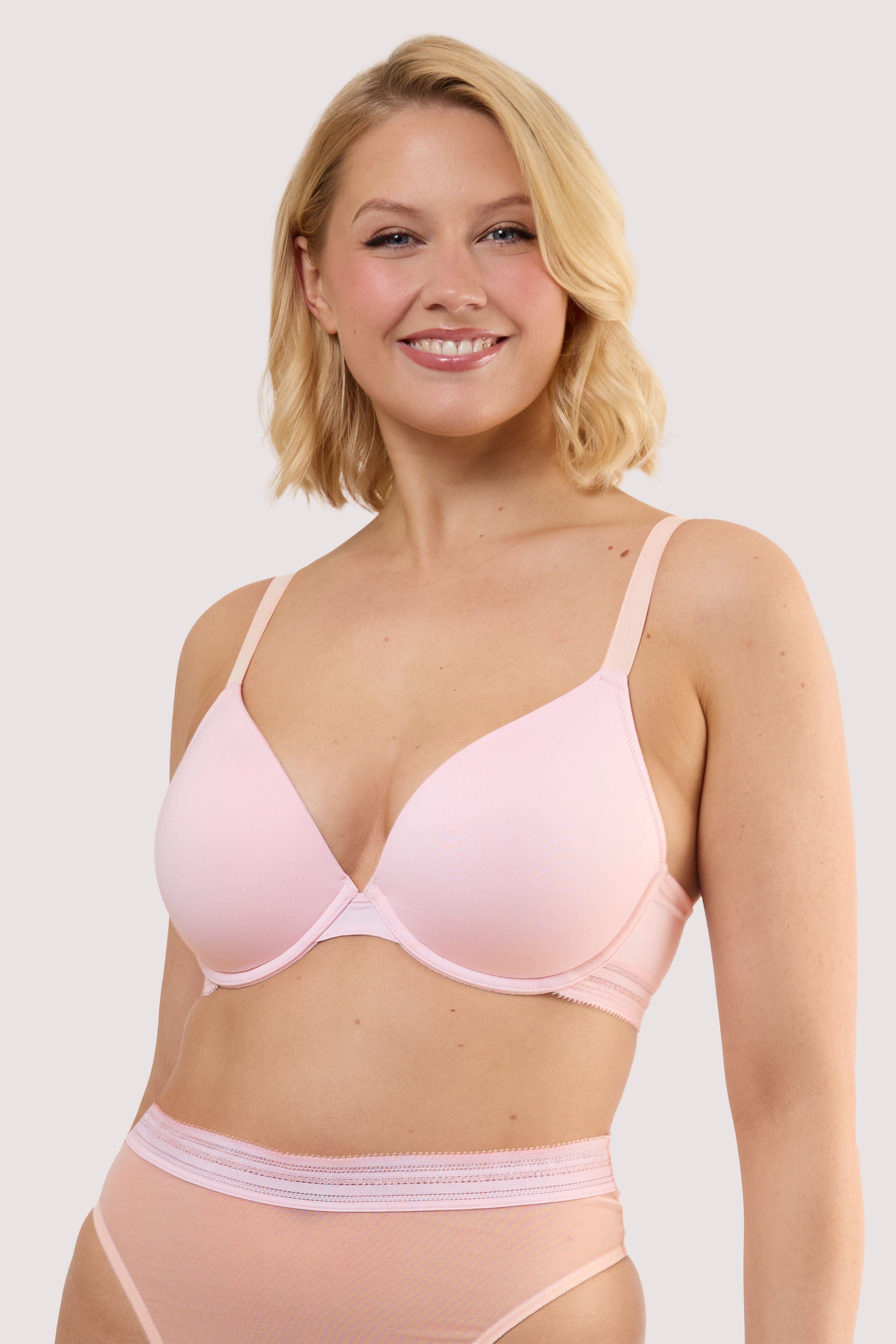 Icon Blush Pink Microfiber Moulded Cup Bra thumbnail 2