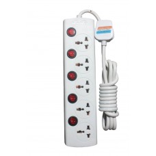 Nano MBS-405 5 Port 3 Pin Power Strip White