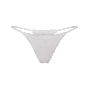 LIGHTWEIGHT COTTON POINTELLE LACE STRING THONG | SNOW