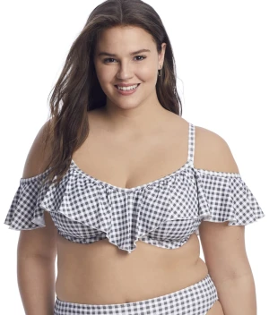 Plus Size Checkmate Ruffle Underwire Bikini Top