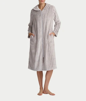 Plush Long Sleeve 47" Shawl Collar Zip Robe
