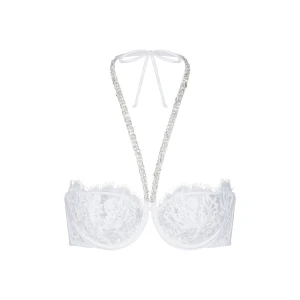 SKIMS LACE UNLINED HALTER BRA | SNOW
