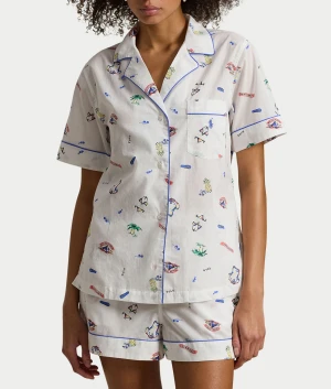 Short Sleeve Woven Pajama Set