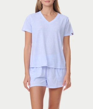 V-Neck Knit Tee & Boxer Pajama Set