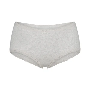 LIGHTWEIGHT COTTON POINTELLE LACE BOY SHORT | LIGHT HEATHER GREY