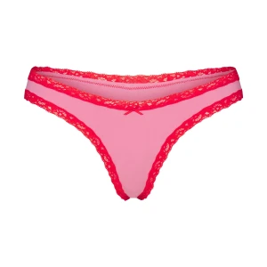 LIGHTWEIGHT COTTON LACE THONG | CARNATION CONTRAST