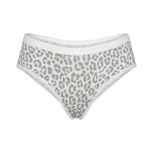 LIGHTWEIGHT COTTON LOGO PICOT HIPSTER | SNOW LEOPARD PRINT