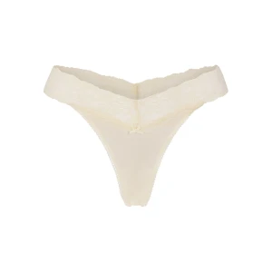 LIGHTWEIGHT COTTON WIDE LACE THONG | BUTTER TONAL