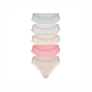 FITS EVERYBODY LACE CHEEKY TANGA 5-PACK | PIN DOT MULTI