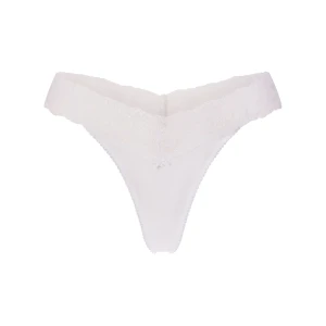 LIGHTWEIGHT COTTON WIDE LACE THONG | SNOW