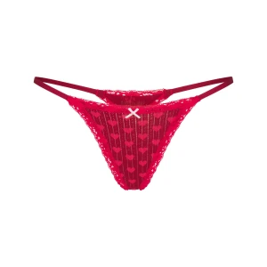 LIGHTWEIGHT COTTON POINTELLE LACE STRING THONG | BRICK HEART HALFDROP