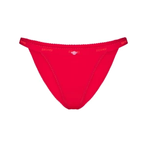 LIGHTWEIGHT COTTON LOGO PICOT STRING BIKINI | RUBY TONAL