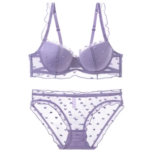 French Lace Underwire Bra Set Breathable Plus Size Lingerie
