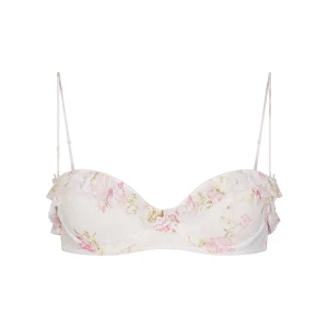 STRETCH LACE RUFFLE UNLINED BRA | SNOW VINTAGE FLORAL PRINT
