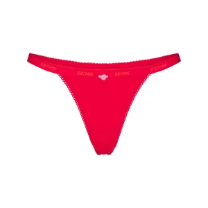LIGHTWEIGHT COTTON LOGO PICOT THONG | RUBY TONAL