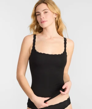 Inspired Eyelet Lace Trim Shelf-Bra Cami