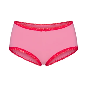 LIGHTWEIGHT COTTON LACE BOY SHORT | CARNATION CONTRAST