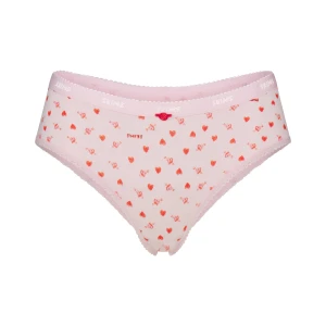 LIGHTWEIGHT COTTON LOGO PICOT HIPSTER | BABY PINK ARROWED HEARTS