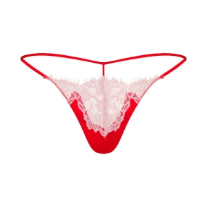 SILK LACE STRING THONG | RUBY CONTRAST
