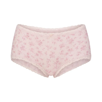 LIGHTWEIGHT COTTON POINTELLE LACE BOY SHORT | BLOOM DAINTY FLORAL