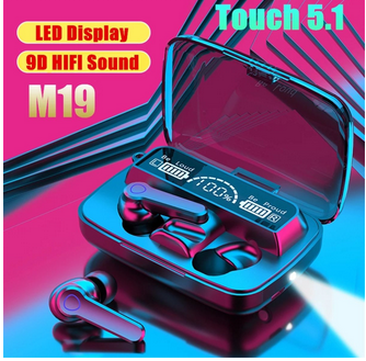 M19 Earbuds TWS Earphone Intelligente Touch Control Wireless Bluetooth 5.1 Headphones Waterproof LED Display With Microphone thumbnail 2